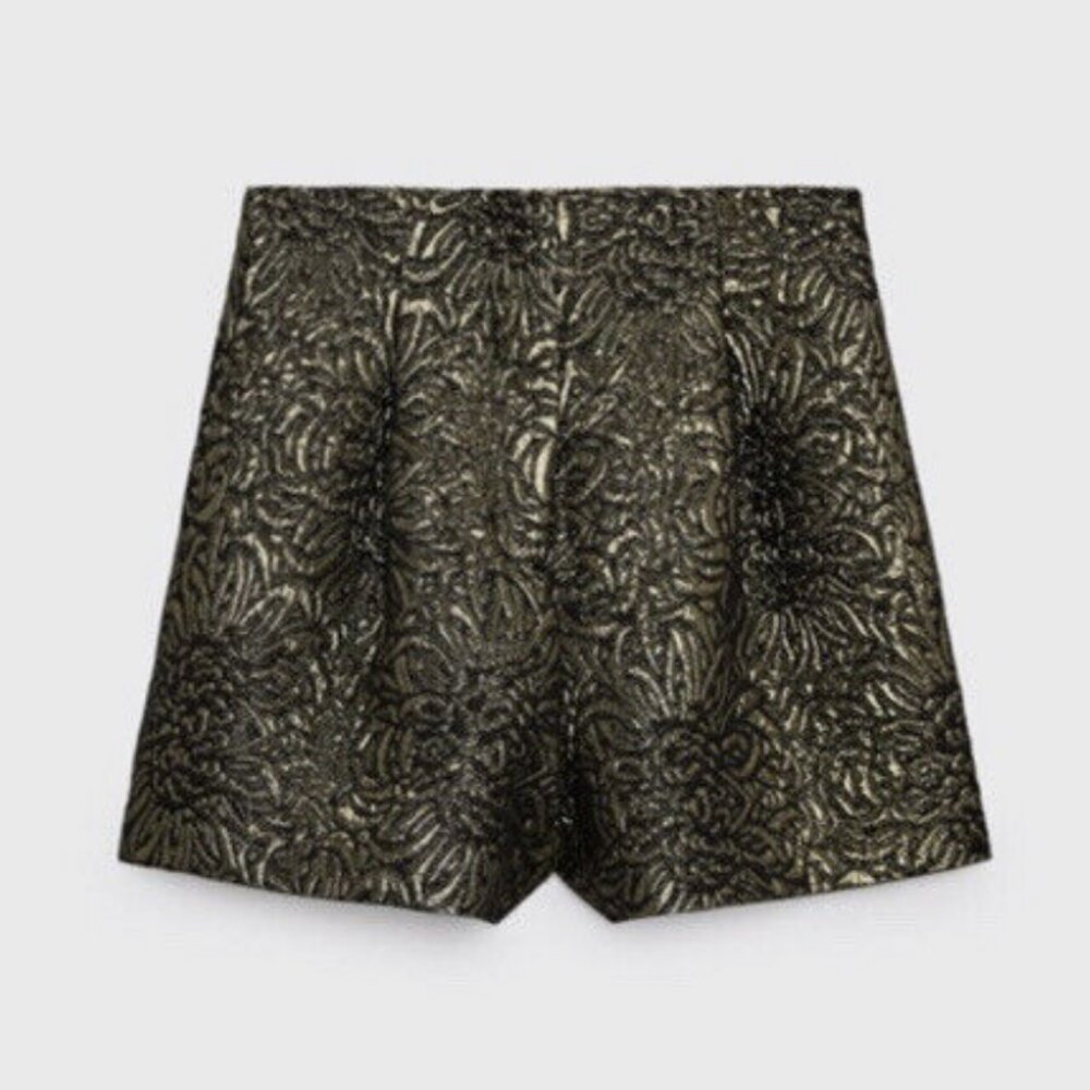 Zara High Waist Brocade Shorts